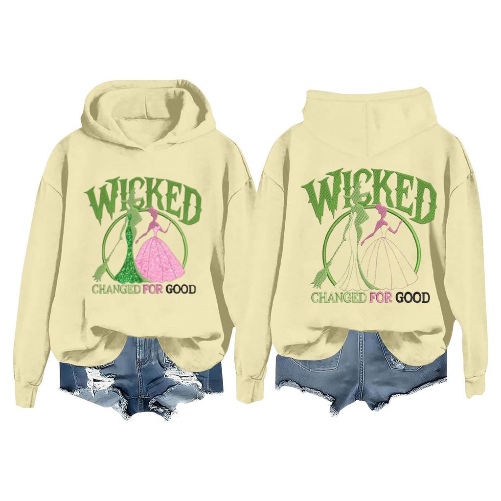 Женская повседневная толстовка с капюшоном и принтом ведьмы с длинными рукавами