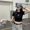 Женские футболки с круглым вырезом и короткими рукавами, облегающие, с принтом бабочек, повседневные летние укороченные футболки