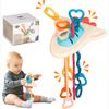 Сенсорная игрушка на веревке, обучение Монтессори, пищевые силиконовые игрушки для прорезывания зубов, забавные дорожные игрушки для малышей, подарок (со звуком погремушки)
