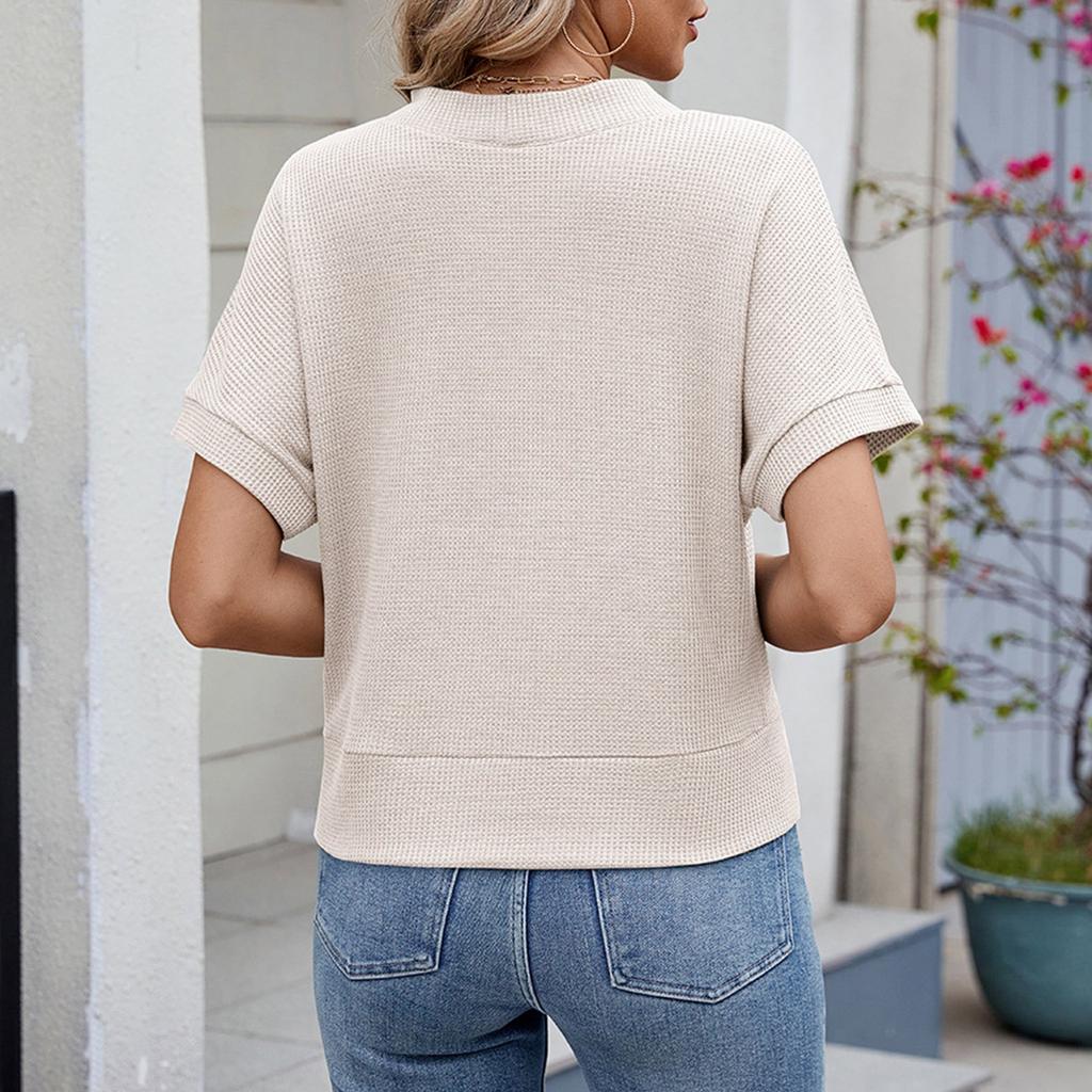 Женский модный и универсальный повседневный кардиган с коротким рукавом и V-образным вырезом на пуговицах