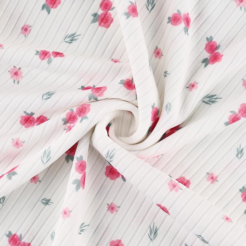 Spring and summer new sweet floral printing suspender trousers two-piece set European and American knitted pit strip women's pajamas loungewear