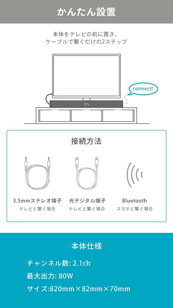 FUNLOGY SOUND3 Award Победитель Всего 80 Вт Bluetooth Совместимость Беспроводной Для Телевизора Смартфона Домашний Кинотеатр Оптический Цифровой Кабель AUX Входит В Комплект Японский