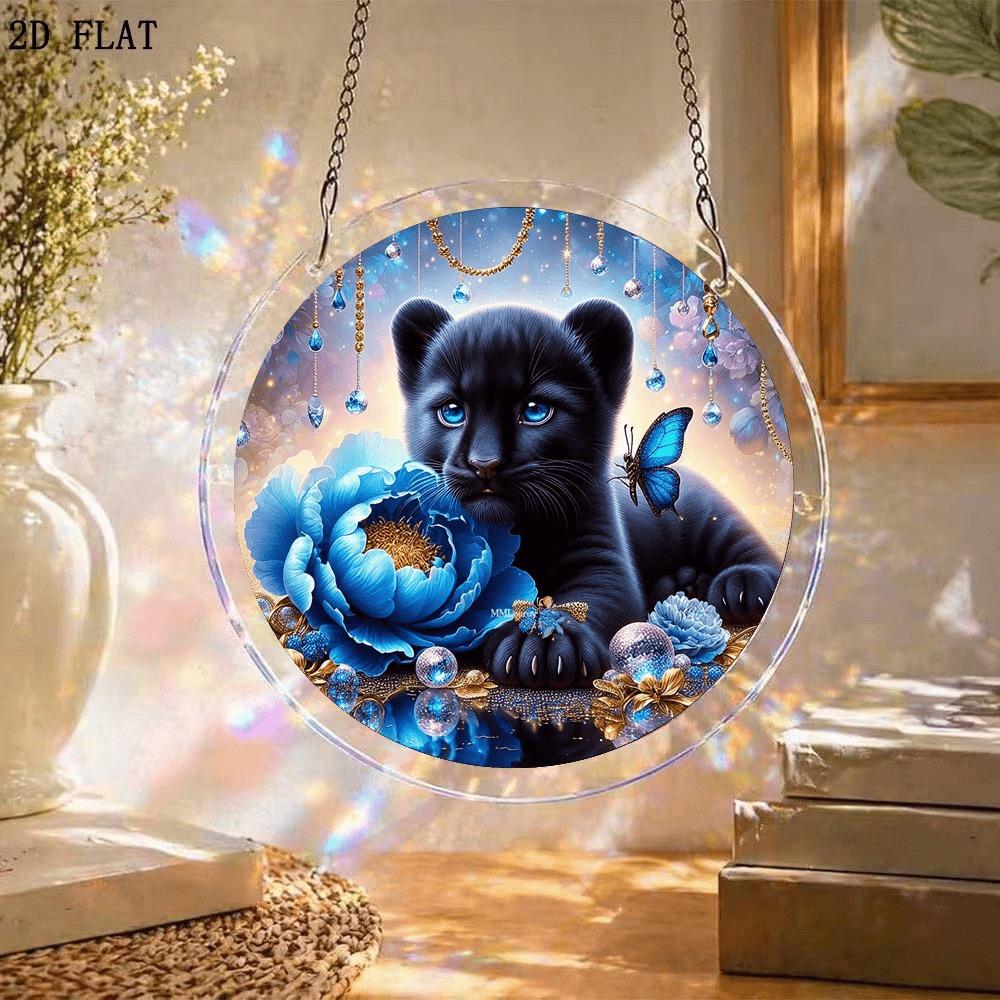 2D Flat - 1 Set/83pcs 18.8Cm Acrylic Jigsaw Sun Catcher - Three-Layer Acrylic, Middle Layer Is Jigsaw Puzzle, Stained Glass Effect Window Hanging Deco