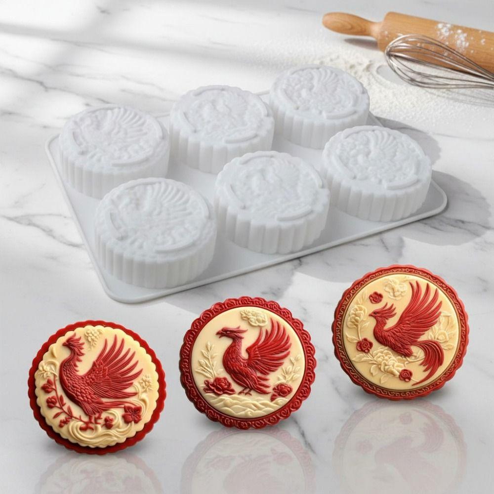 Silicone Auspicious Clouds Mooncake Mold 6 Cavities Mung Bean Cake Mold Soap Mold Kitchen