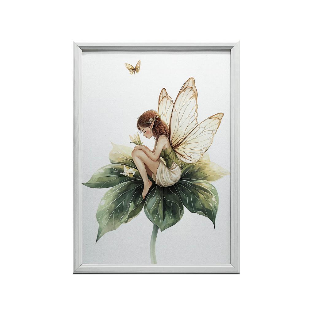 Poster Magic Fairy On Green Leaf Poster Magic Fairy On Green Leaf, 70X100 Cm, Frameless, Matte Paper 230 Gsm