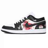 Air Jordan 1 Нескользящие Устойчивые к истиранию Низкие Винтажные Баскетбольные Кроссовки Унисекс Черные 553558-165(Команда181-520)