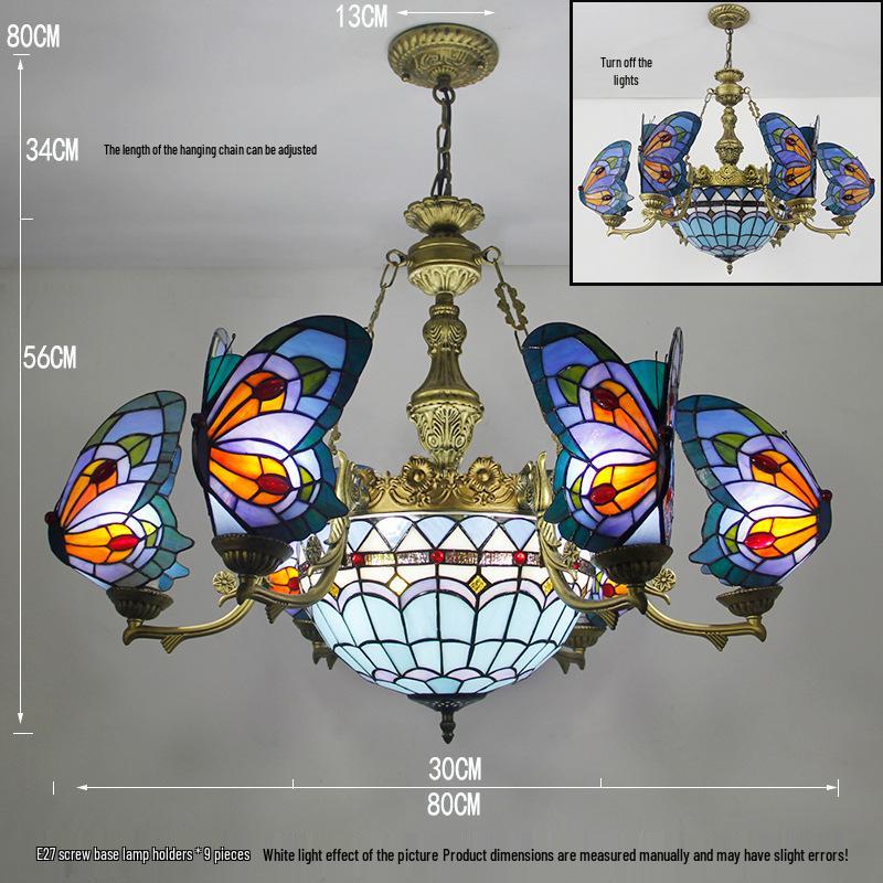 Ретро-европейская люстра Tiffany: Креативная лампа для гостиной, столовой, спальни, кофейни, клуба и виллы