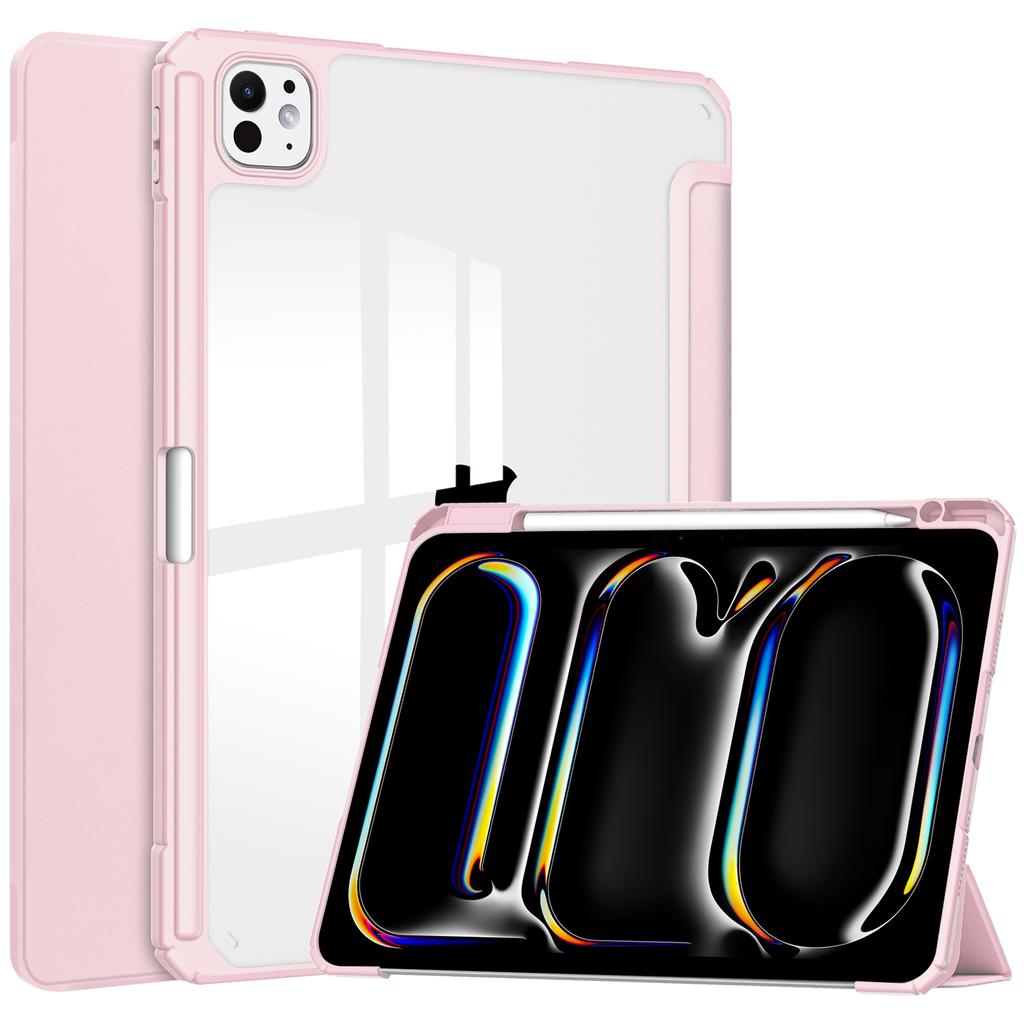 Для iPad Про 13 (2024) Чехол с держателем для стилуса из ПУ кожи, прозрачный, с функцией автоматического включения/выключения