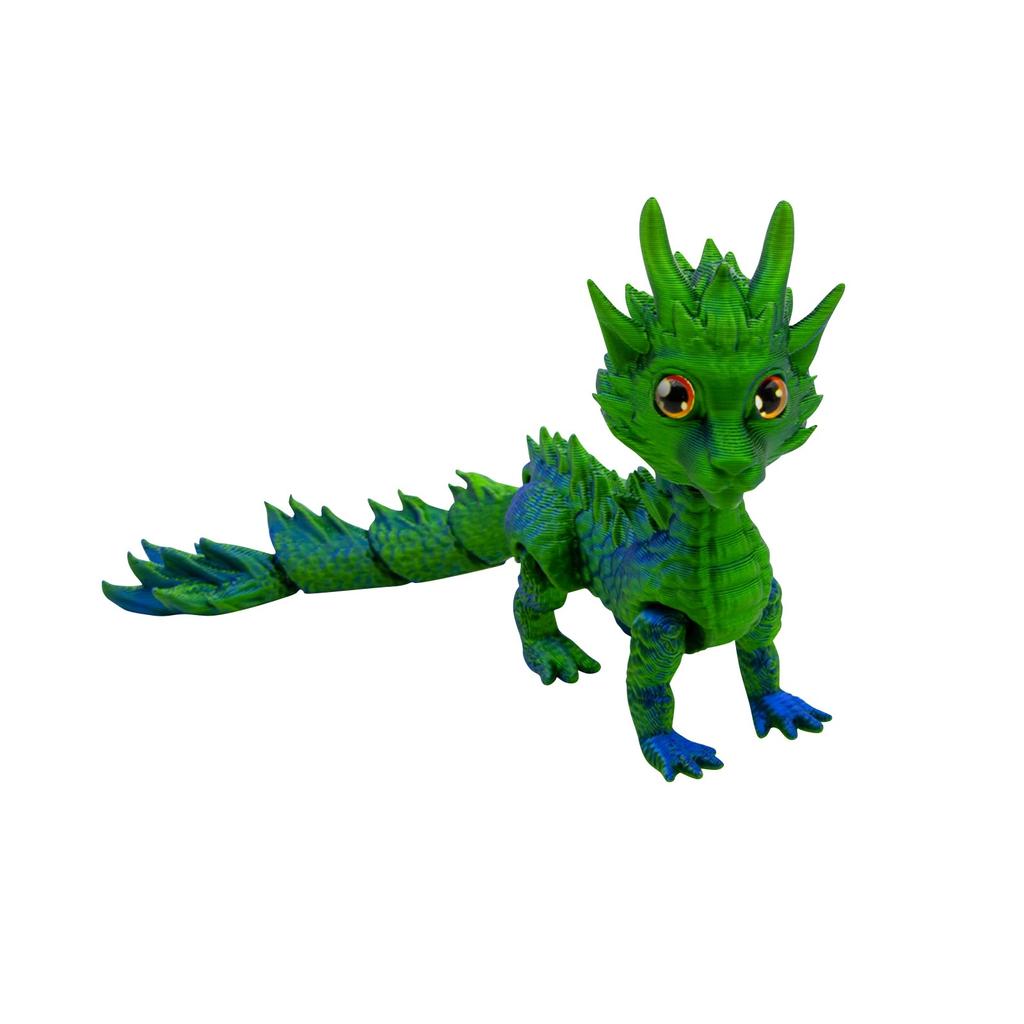 3D-печатный игрушечный дракон с длинной шерстью, разноцветный градиентный орнамент