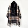 Осенне-зимний шарф из лисьего меха, женский шарф в клетку из имитации кашемира, высококачественная универсальная зимняя теплая шаль