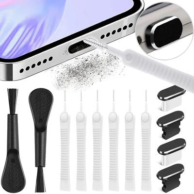 Металлическая заглушка USB C Dust для iPhone 16 15 Pro 14 13 Samsung Xiaomi Android, защитная крышка для порта зарядки, набор щеток для чистки