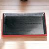 Rikyu Tray Black with Lacquerware Made In Japan J-kitchens (42cm), Red, (ABS Resin),