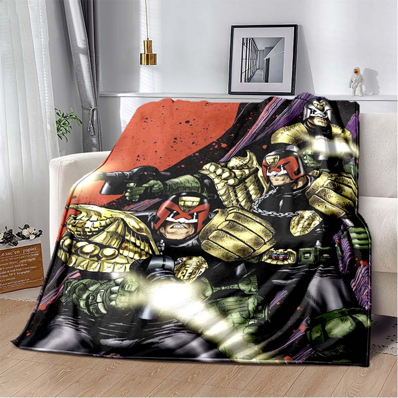 Dredd Judge Helmet Fire Movie Poster Print Soft Flannel Throw Blanket Warm Sofa Couch Bed Home Decor Cover For Action Fans