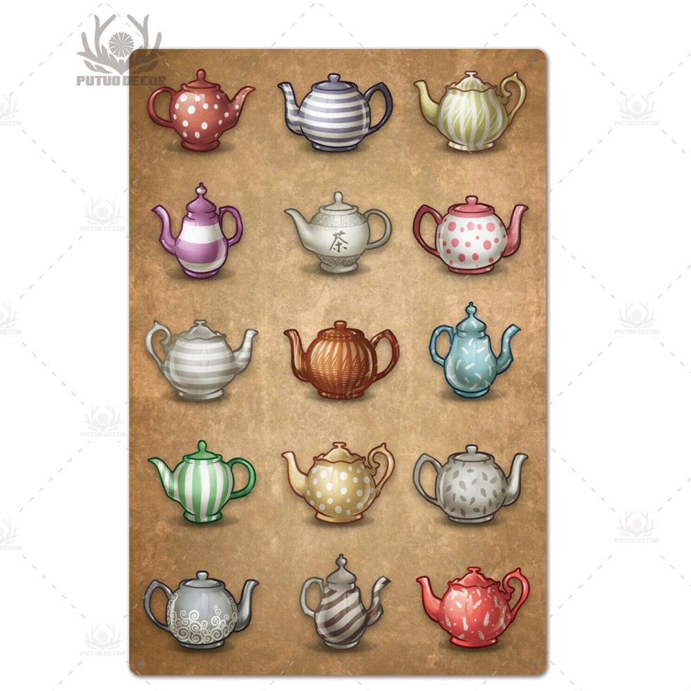 Tea Sign Metal Sign Plaque Metal Vintage Shabby Chic Tin Sign Metal Poster Decorative Iron Plate Kitchen Wall Decor