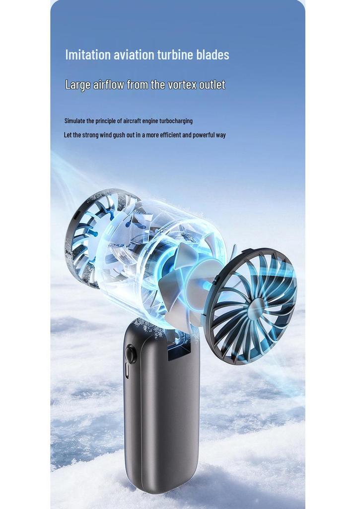 High-Speed Semiconductor Refrigeration Handheld Fan with Foldable Neck Strap and Ice Pack