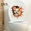 Self Adhesive Mouse Stickers for Toilet 3D Cartoon Sticker, Waterproof PVC Wall Decal, Removable Funny Bathroom Murals Stickers, Lid And Tiles