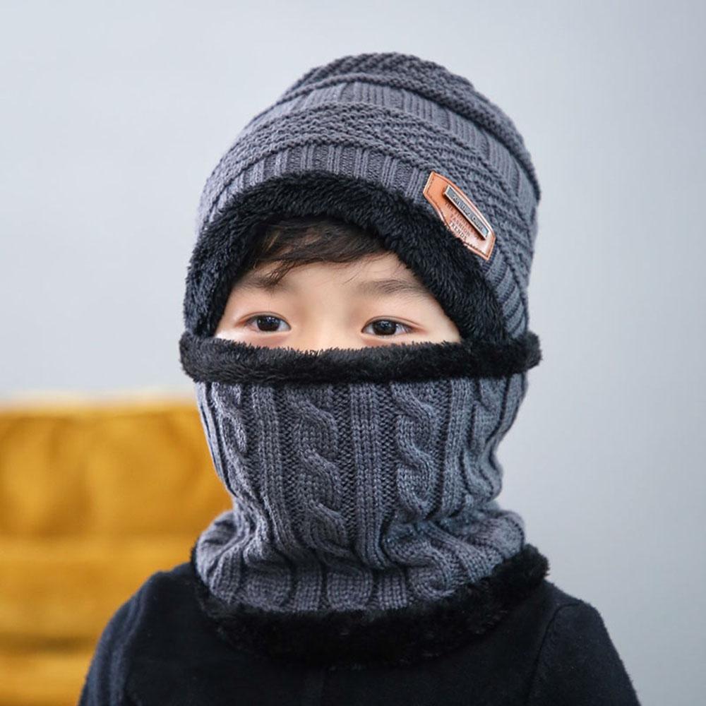 Kids Winter Beanie Hat Scarf Set Fleece Lined Hat Woolen Scarf Warm Knit Thick Hat For Boys And Girls Hat Scarf Set