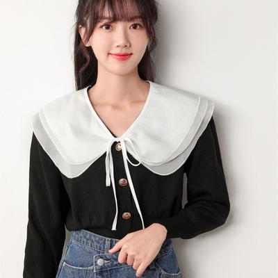 Soft Yarn Lace Small Shawl Fake Collar Women's Summer White Thin Shirt Detachable False Collars Girls Dress Neck Decorative