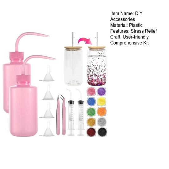 Снежный шар тамблер принадлежности набор DIY аксессуаров снежный тамблер стартовый набор с бутылочками с блестками бутылочки для выдавливания воронки пинцет