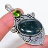 Моховой агат, Перидот Ручная работа 925 Стерлинговое серебро Ювелирный кулон 2.68" u8d47