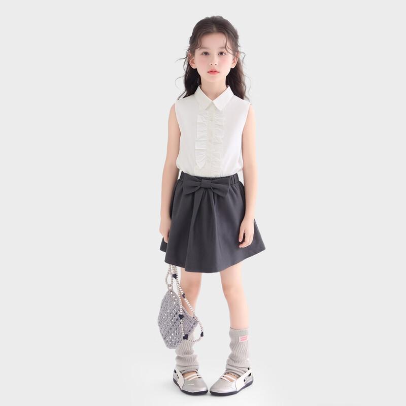 Girl's School Style Bow Skirt Set