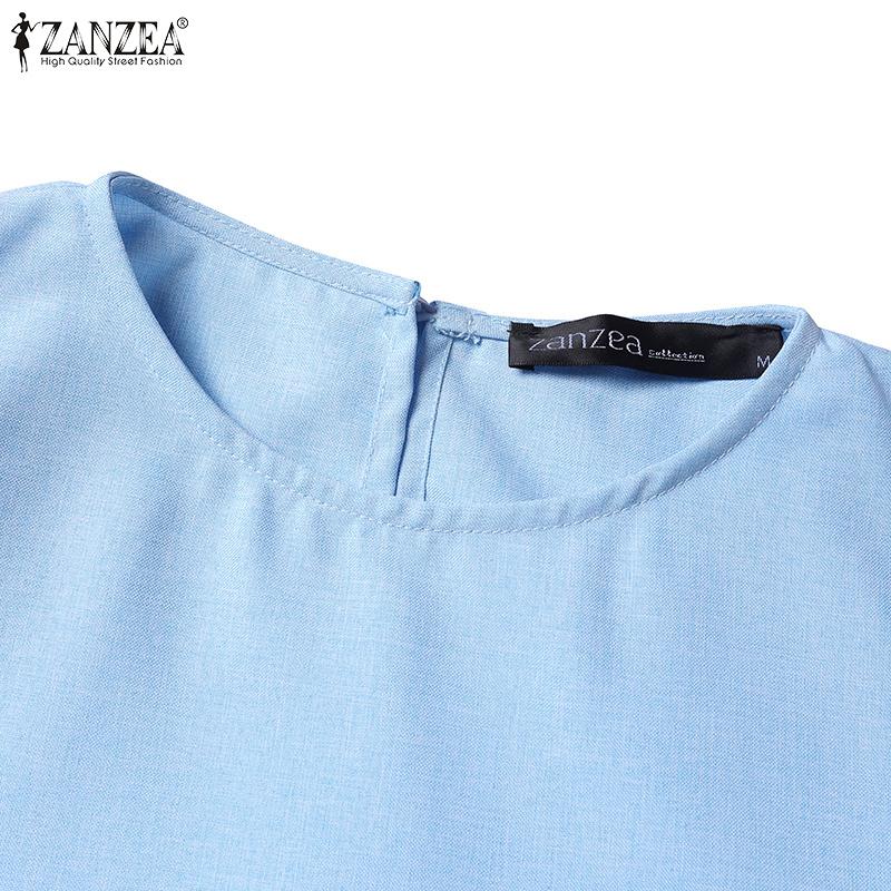 ZANZEA Женская повседневная летняя бандажная блузка с коротким рукавом