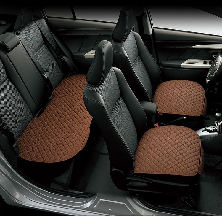 Universal Linen Car Seat Cushion Set - 5-Seater, 3-Piece, All-Season Comfort