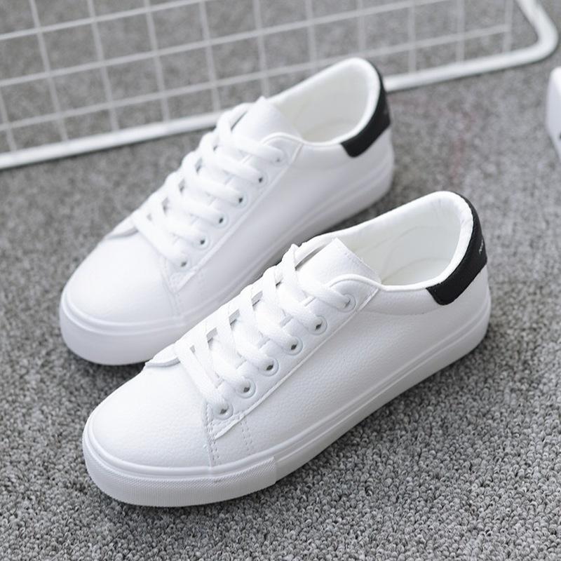 Women Sneakers Fashion Breathble Vulcanized Shoes Pu Leather Platform Shoes White Lace Up Casual Shoes Mujer