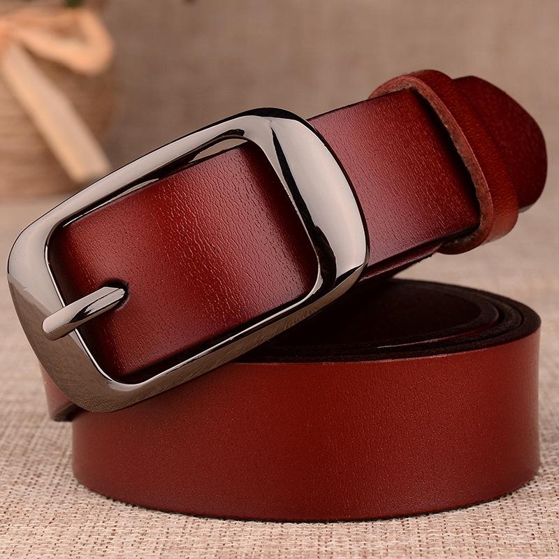 Women's Genuine Leather Korean Style Belt with Pin Buckle - Fashionable Cowhide Accessory