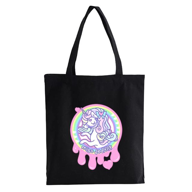 Dabbing Unicorn Panda Anime Shopper Bag Teenage Students Reusable Canvas Bag Handbag Bag Women's Shoulder Tote Bag Bolsas