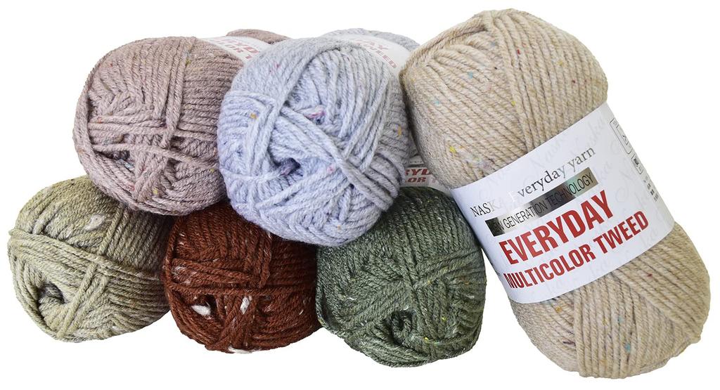 NASKA Everyday Multicolor Tweed Ручное вязание Средний Легкий 100г Упаковка пряжи, Вес, COL.303, Серый, (приблизительно. 165м), 5, Н-109