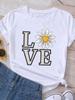 (Asian Size) Clothing T Shirt Tee Top Love Flower Sweet 90s Women Woman Print Fashion Female Short Sleeve Graphic T-shirts