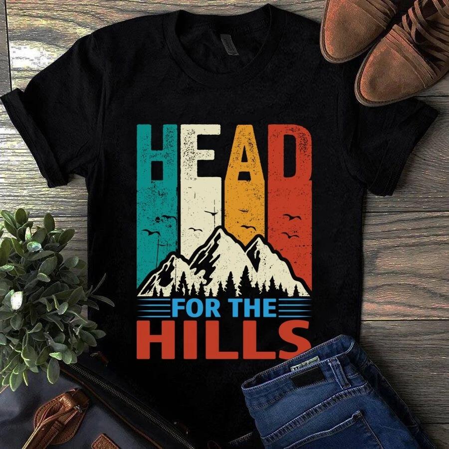 Men's and Women's T-shirts Headed for the Hills Moutain Camping Hiking Vintage