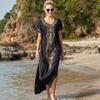 Embroidery Cotton Beach Cover Up Saida De Praia Swimsuit Women Bikini Cover Up Tunics for Beach