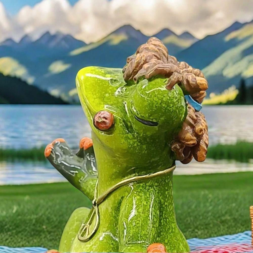 Зеленая лягушка скульптура смола йога лягушка украшение милая медитирующая лягушка статуэтка стол
