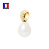 Pendant - Compagnie Générale Des Perles - Diamonds 0.10 Cts - Cultured Pearl 9-10 Mm - 18 Carat Yellow Gold