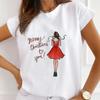 Festival Christmas Printed Short Sleeved Casual Womens Tshirt Crewneck Tops Kawaii Fashion Women TShirt Clothes Harajuku