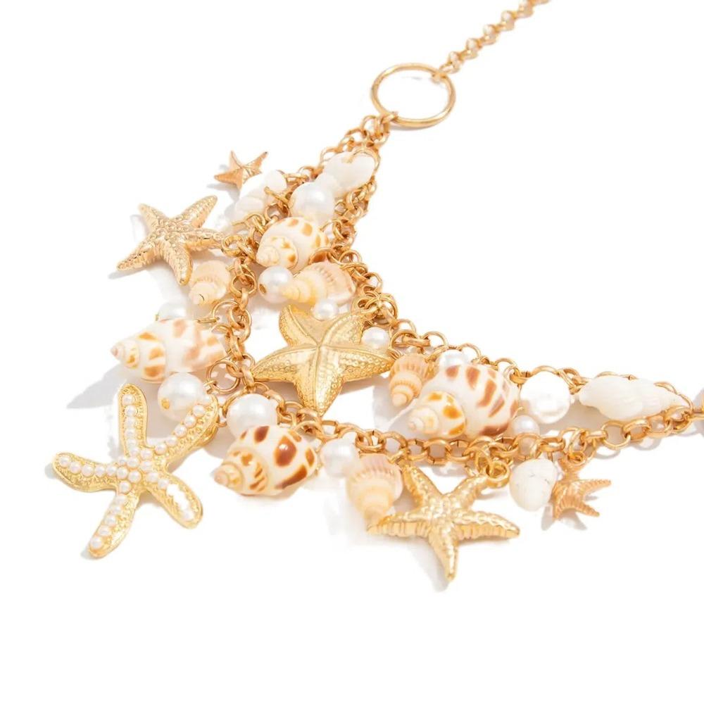 Conch Clavicle Chain Women Pearl Shell Clavicle Necklace Trendy Starfish Choker  Ladies