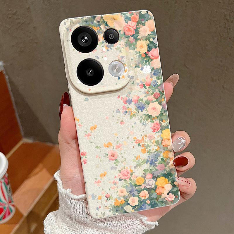 Мягкий силиконовый чехол с рисунком розы для Xiaomi 13t Poco X6 M6 Pro Redmi Note 14 13 12 11 10 Pro, ударопрочный, кожаный, текстура, однотонный, тонкий чехол