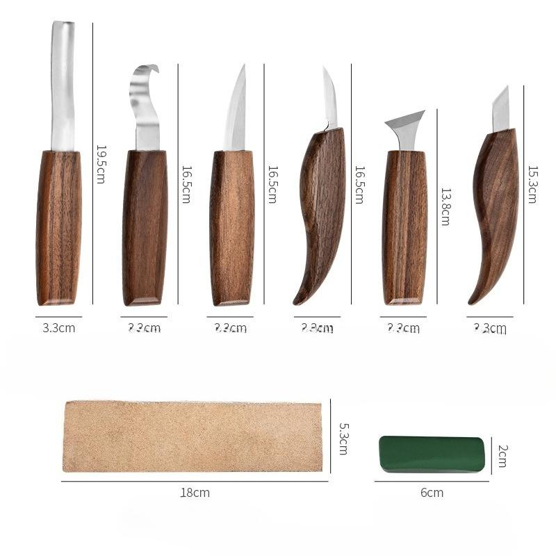 8/17pcs Square Handle Walnut Woodcarving Knife Set DIY Handmade Woodcarving Tools Woodcarving Knife