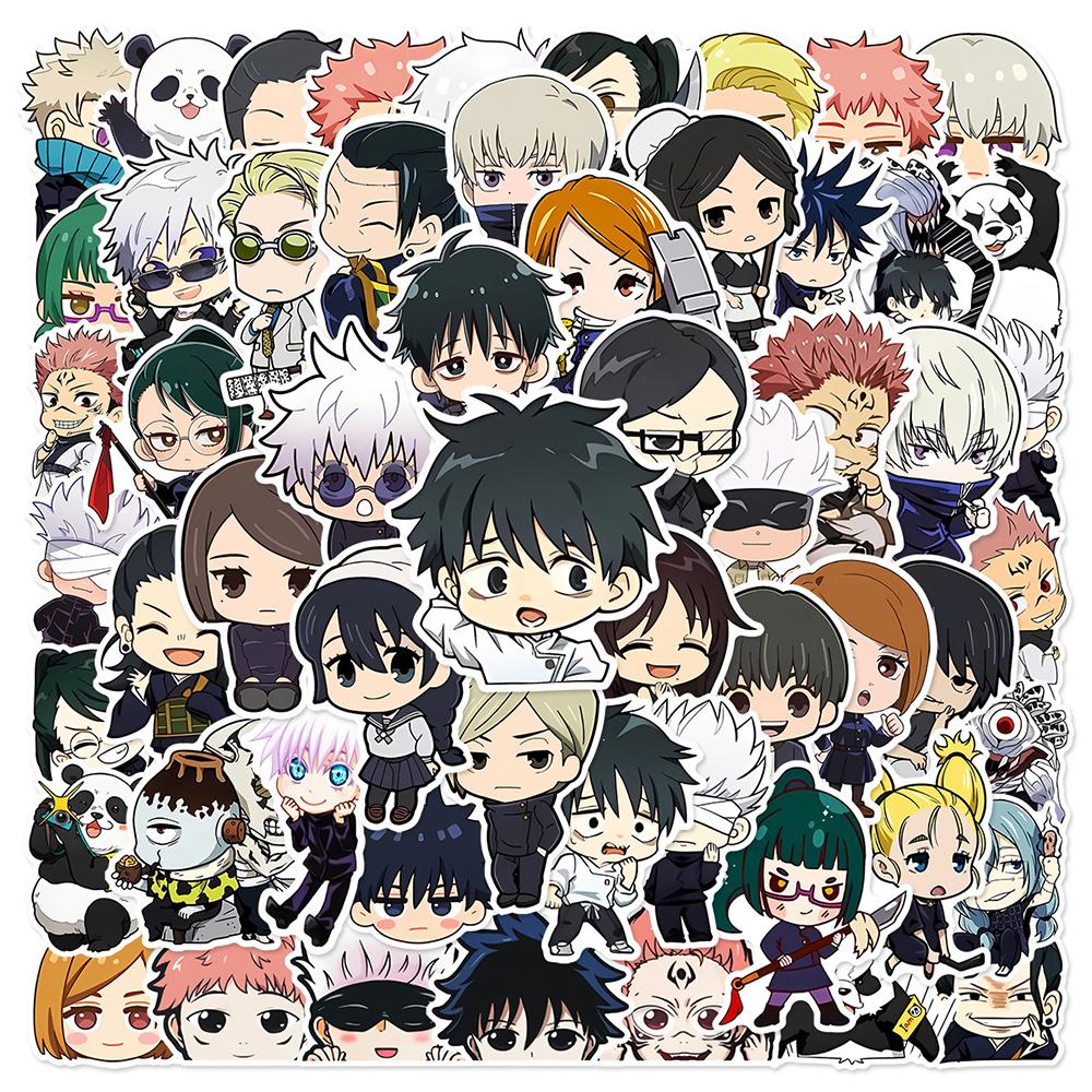 50/80/100 шт. Винтажные аниме-наклейки Jujutsu Kaisen для детской игрушки, для DIY, для ноутбука, скейтборда, автомобиля, кавайные мультяшные декоративные наклейки