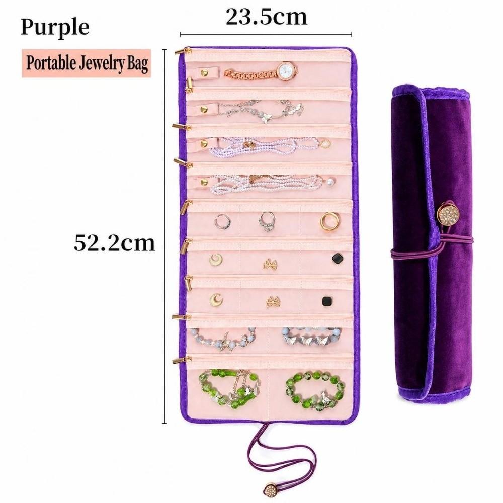 Foldable Jewelry Storage Bag Portable Jewelry Roll Pouch Necklace Earrings Rings Bracelets