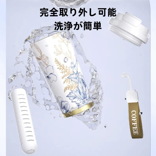 Ceramic Tumbler with Lid and Stainless Steel Straw, Portable, Large Capacity, Spill-proof, Keeps Coffee Hot or Cold, Cute, Stylish 500ml Water Bottle/