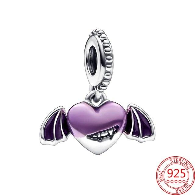 Новый Стерлингового Серебра 925 Фиолетовый Мурано Бусина Анютины Глазки Цветок Висячие Подвески Подходит Оригинальный Бренд Браслет И Ожерелье 925 Ювелирные Изделия Подарок