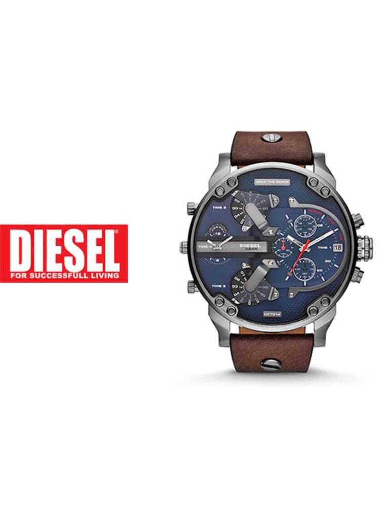 Diesel DZ7314 The Daddies Series Часы из нержавеющей стали с коричневым кожаным ремешком мужские [Товар]