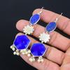 Натуральный Синий Сапфир Подвески Ручной Работы Серьги Ювелирные Изделия Стерлинговое Серебро