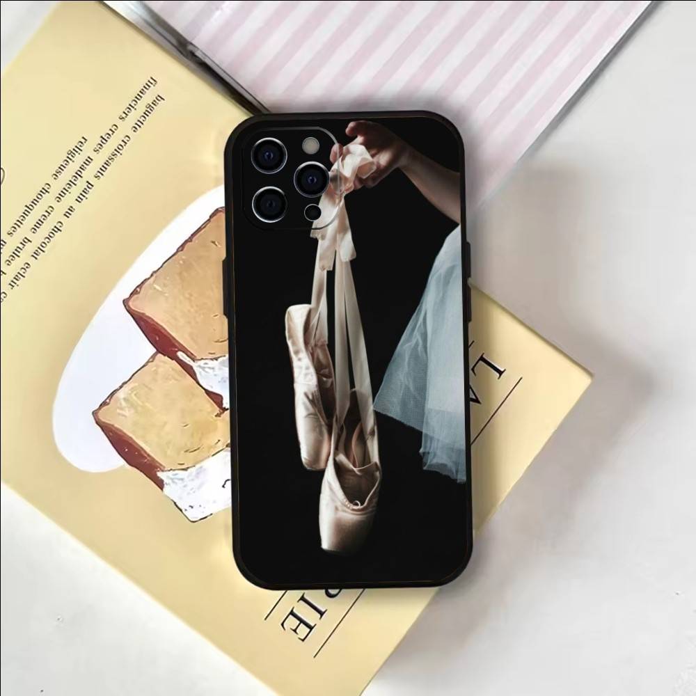 Чехол для телефона Балерина Танцевальная обувь для iPhone 17, 16, 15, 14, 13, 12, 11 Plus, Pro Max, Другие Мягкий Черный Чехол