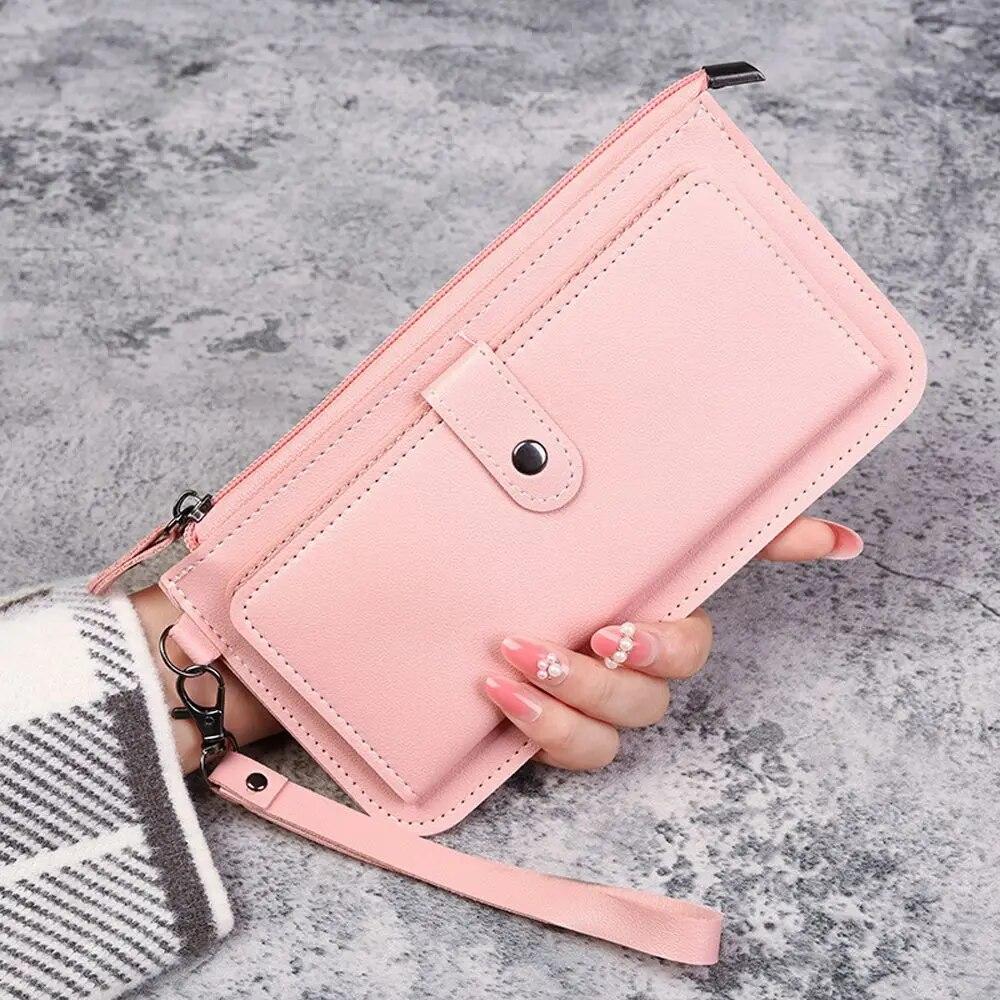Women's Wallet Multi-functional Fashion PU Leather Long Zipper Wallets Multi-card Position Clutch Buckle Tassel Student Wallet