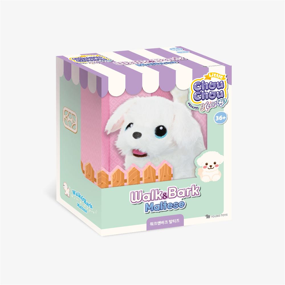 [young toys] Little Shushu Hearty Walk & Bark Maltese Plush Dog