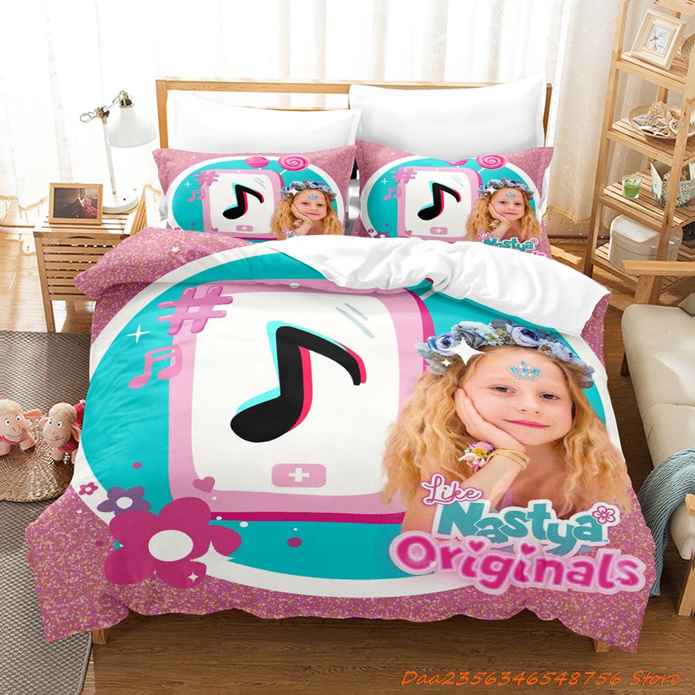Like Nastya Bedding Set Single Twin Full Queen King Size Bed Set Aldult Kid Bedroom Duvetcover Sets 3D Anime Bed Sheet Set